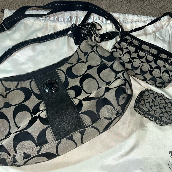 Coach Black and Gray Shoulder Bag Set